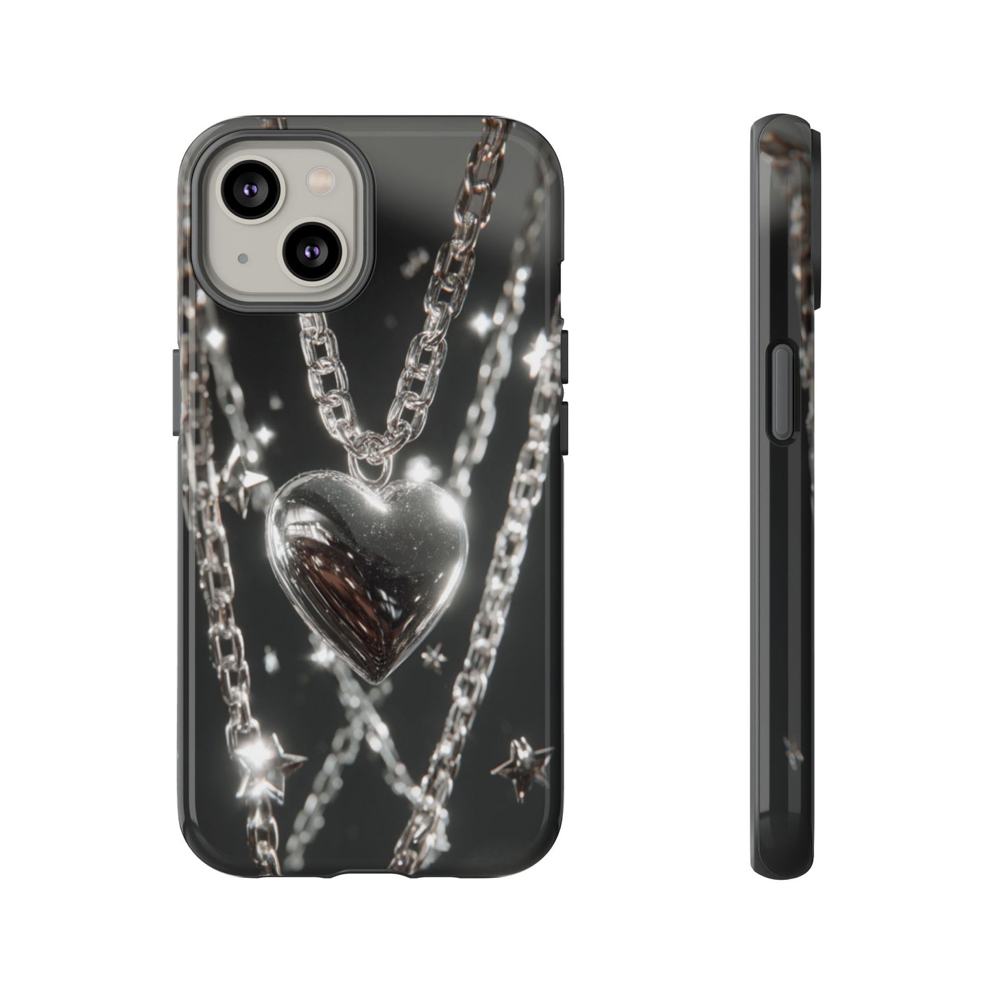 Silver Heart Chains - Tough iPhone Case