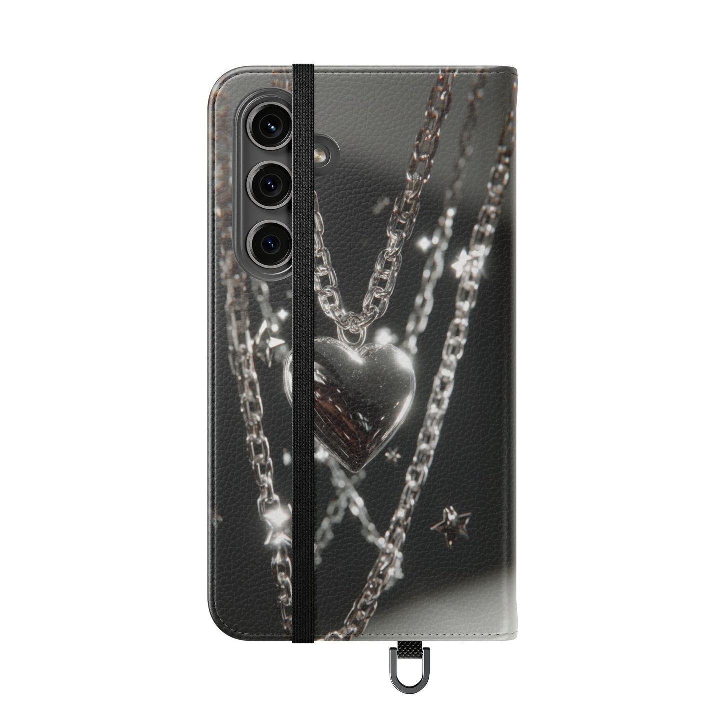 Silver Heart Chains - Wallet Flip Case