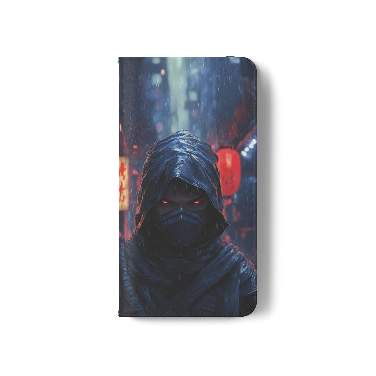 Cyberpunk Ninja Red Eyes Rain - Wallet Flip Case