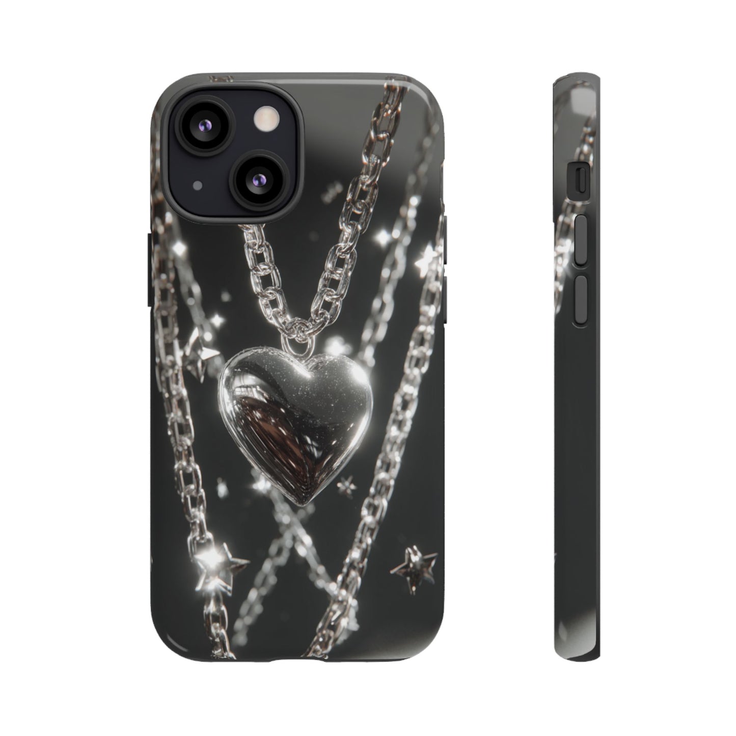 Silver Heart Chains - Tough iPhone Case