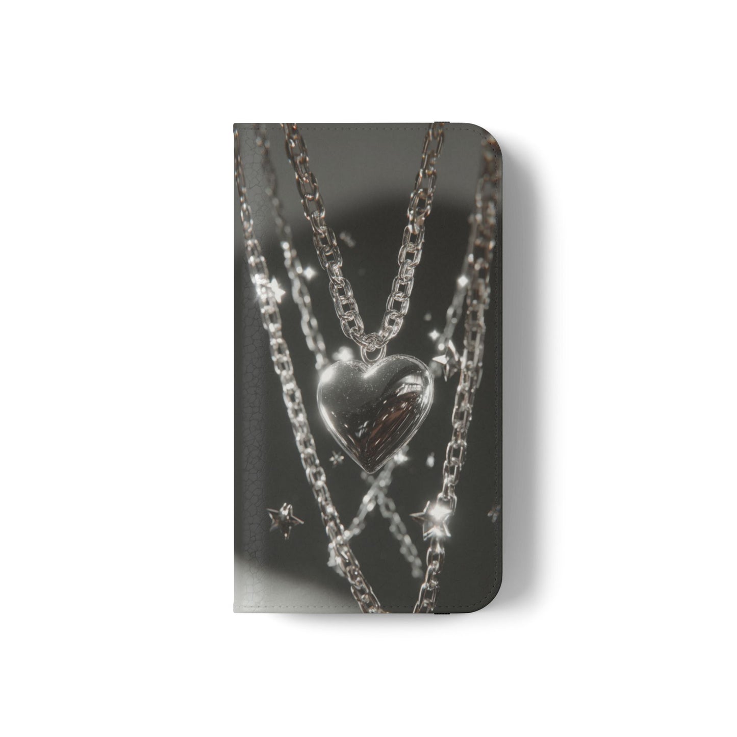 Silver Heart Chains - Wallet Flip Case